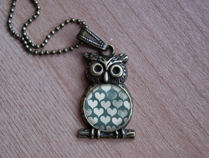 Sovička - přívěsek na řetízku - Srdíčková