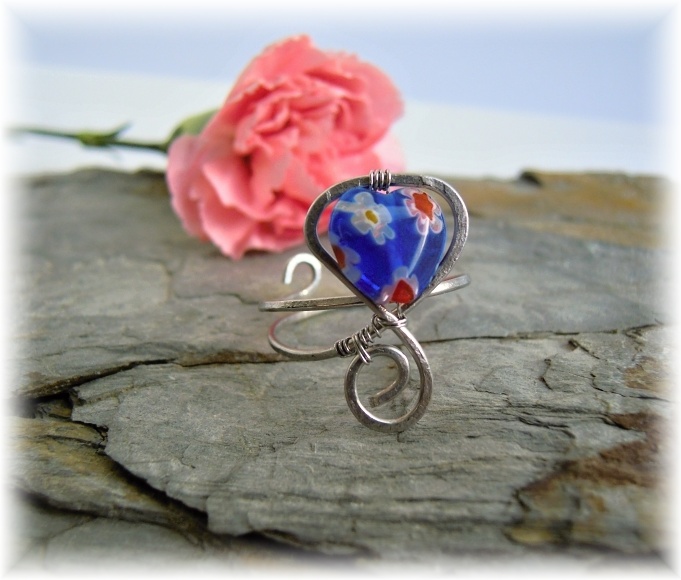 Prstýnek se srdíčkem millefiori