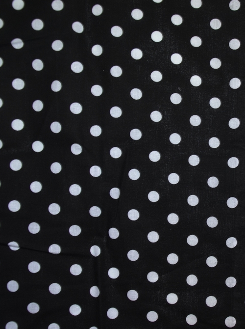 Bavlněná látka - metráž - bílý puntík na černé - š. 160 cm