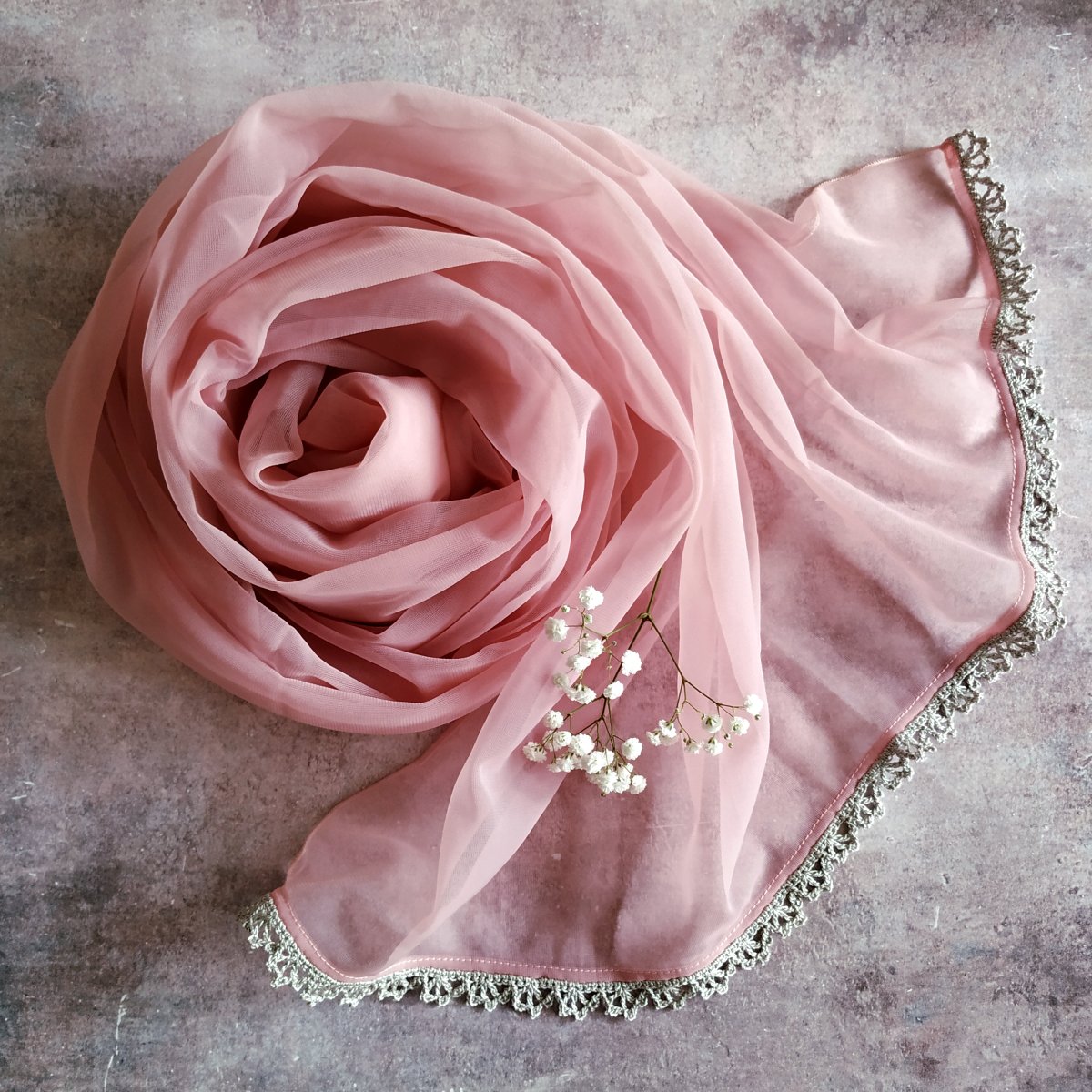 Voní po mamince - průhledný starorůžový šál