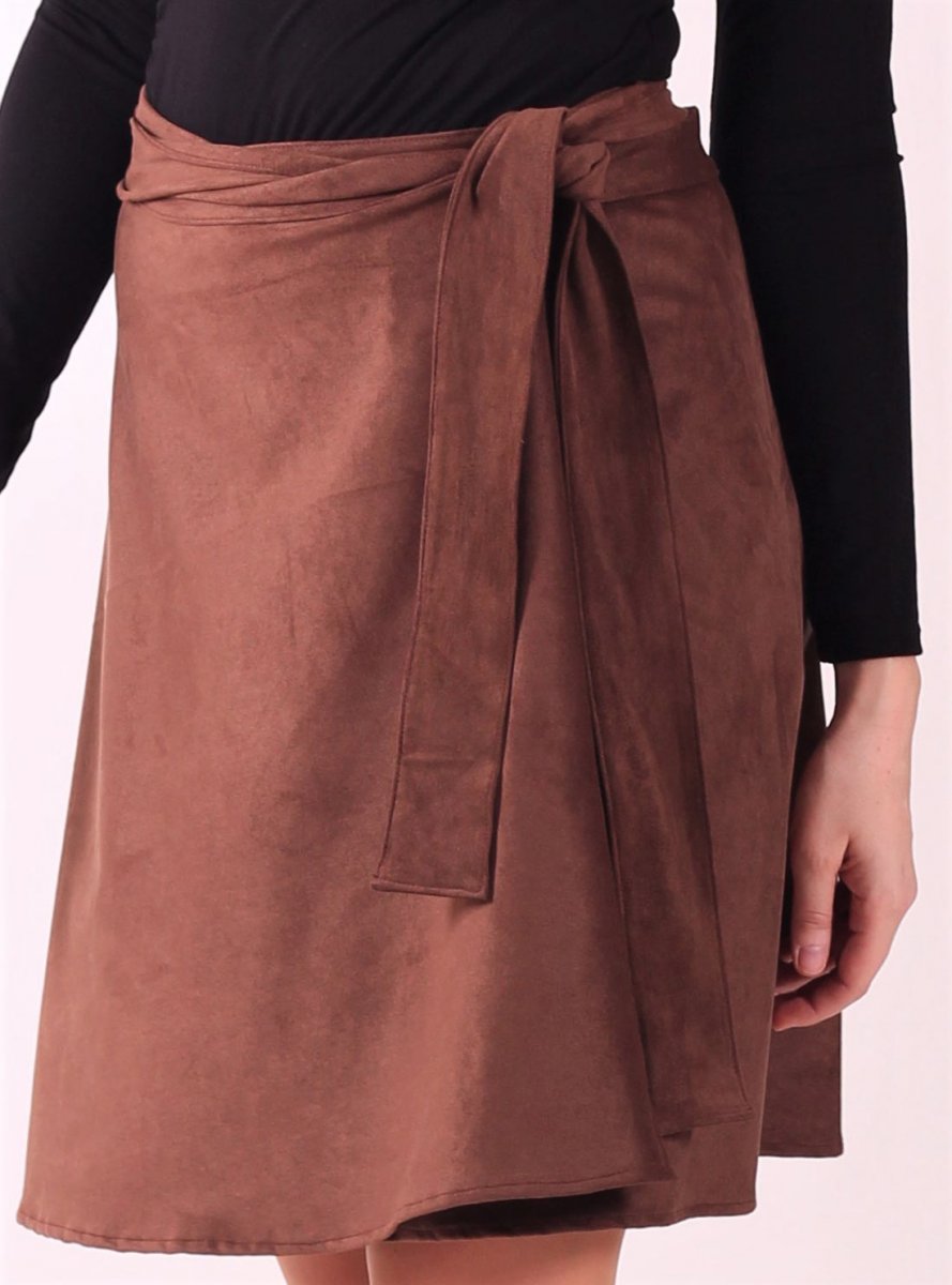 Zavinovací polokolová sukně - hnědá