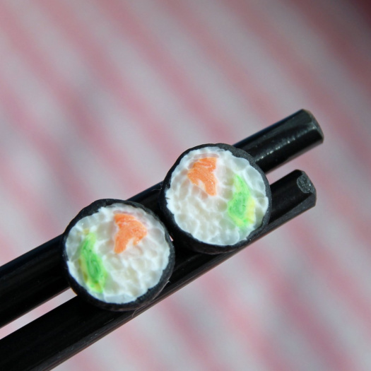 Sushi náušnice pecky, fimo, vtipné