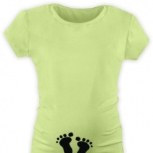 těhotenské TRIČKO světle zelené s výšivkou NOŽIČKY, černá