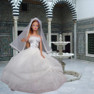 svatební tylové šatičky se závojem pro paneku Barbie