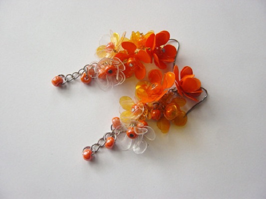 Oranžové - náušnice na chirurgickém háčku