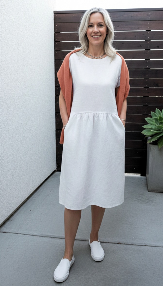 Šátek z přírodního lnu - barva cihlová 