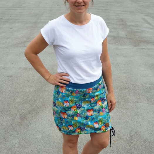 Balonová sukně BRISA / domečky, vel. S - XXL