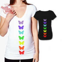 Těhotenské čakrové tričko s motýlky