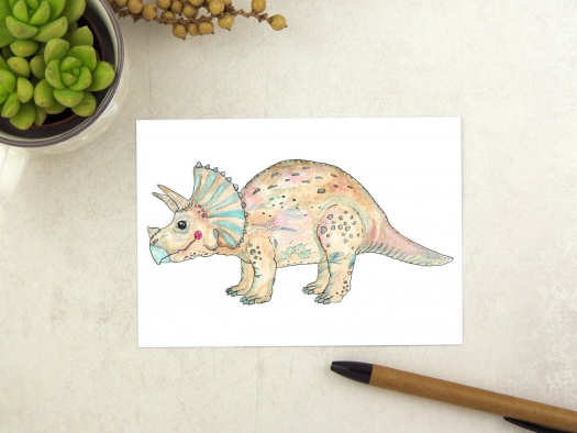 Dinosauří pohlednice - triceratops
