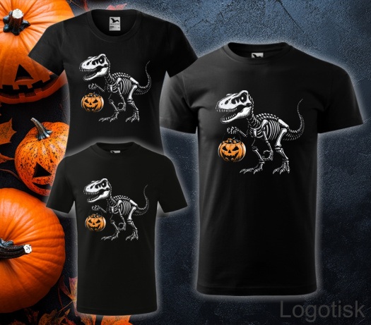 Tričko s potiskem HALLOWEEN DINO kostra
