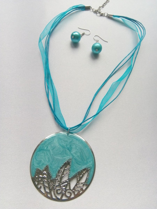 Sada náhrdelník a náušnice tyrkysový ornament