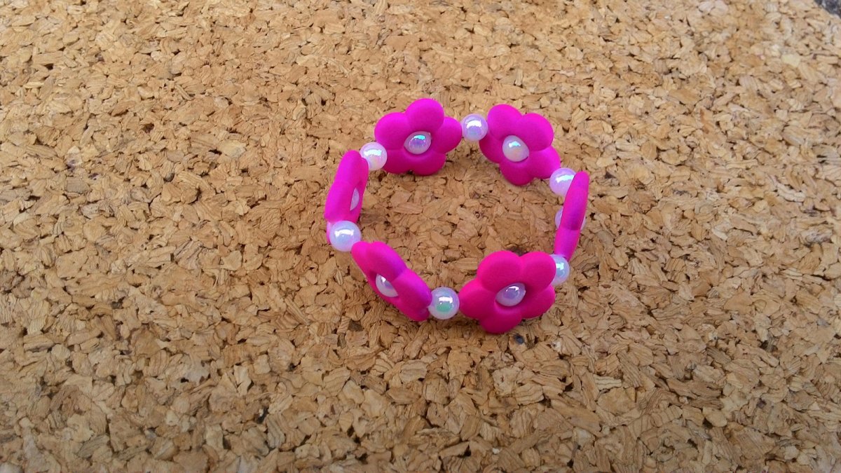 Náramek kytičkový fialová neon (1011/15)