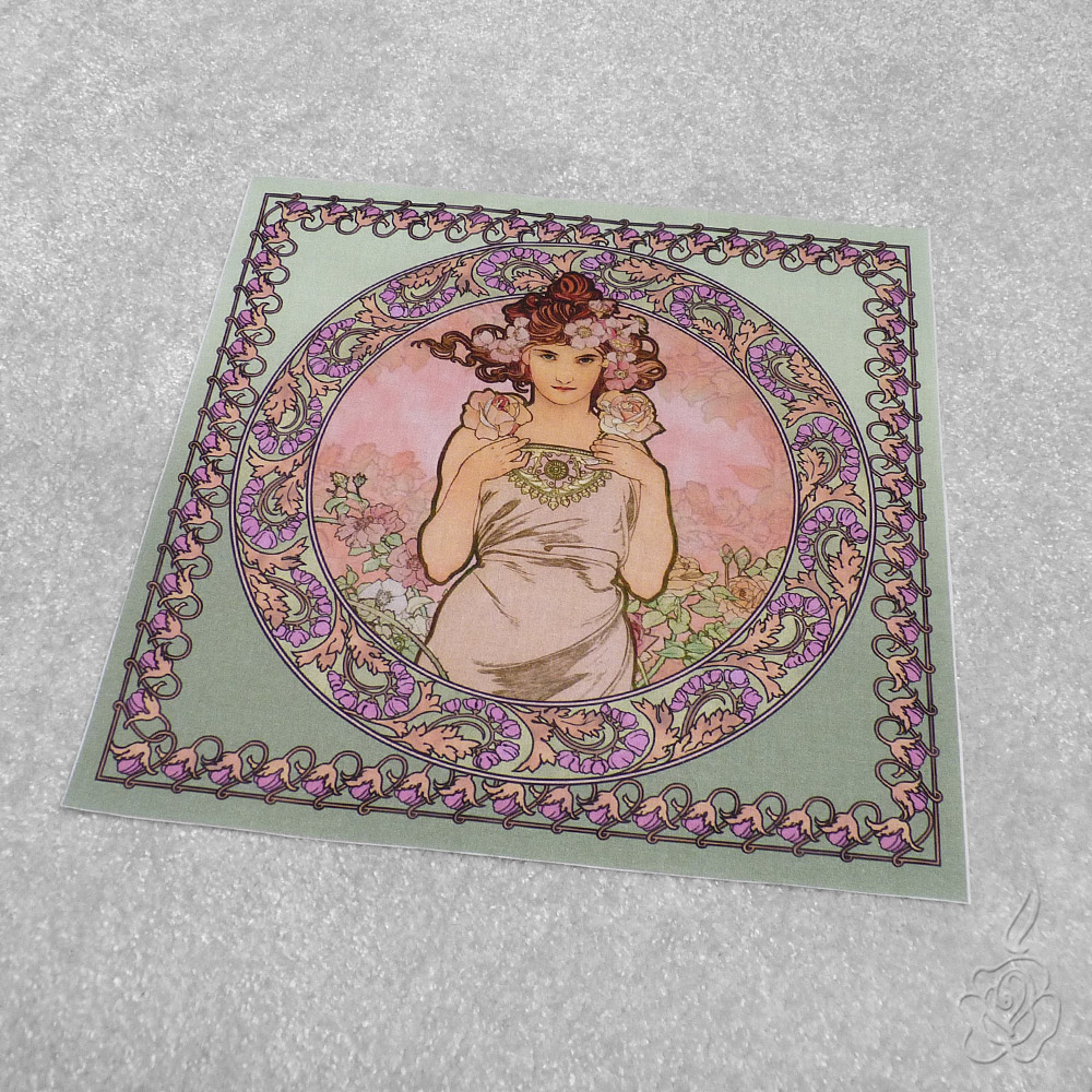 Velký bavlněný panel A.Mucha - Růže