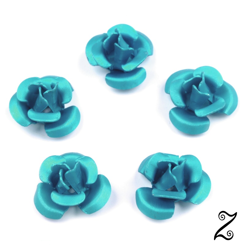 Kovová růžička, modrá světlá, 12 mm (10ks)