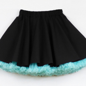 FuFu sukně černá s tyrkysovou spodničkou