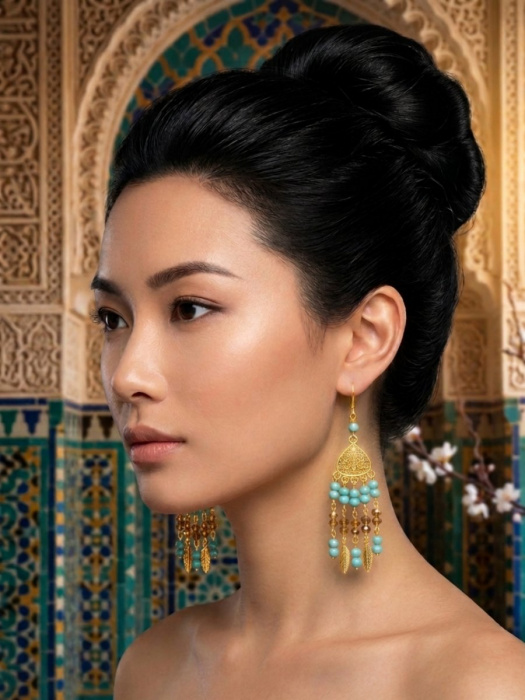 Tyrkysový Orient - náušnice