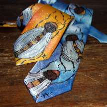 Malovaná kravata tři včelky modrá SKLADEM