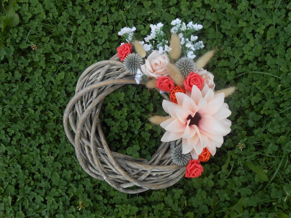 Věnec s patinou a s kytičkami 716/14