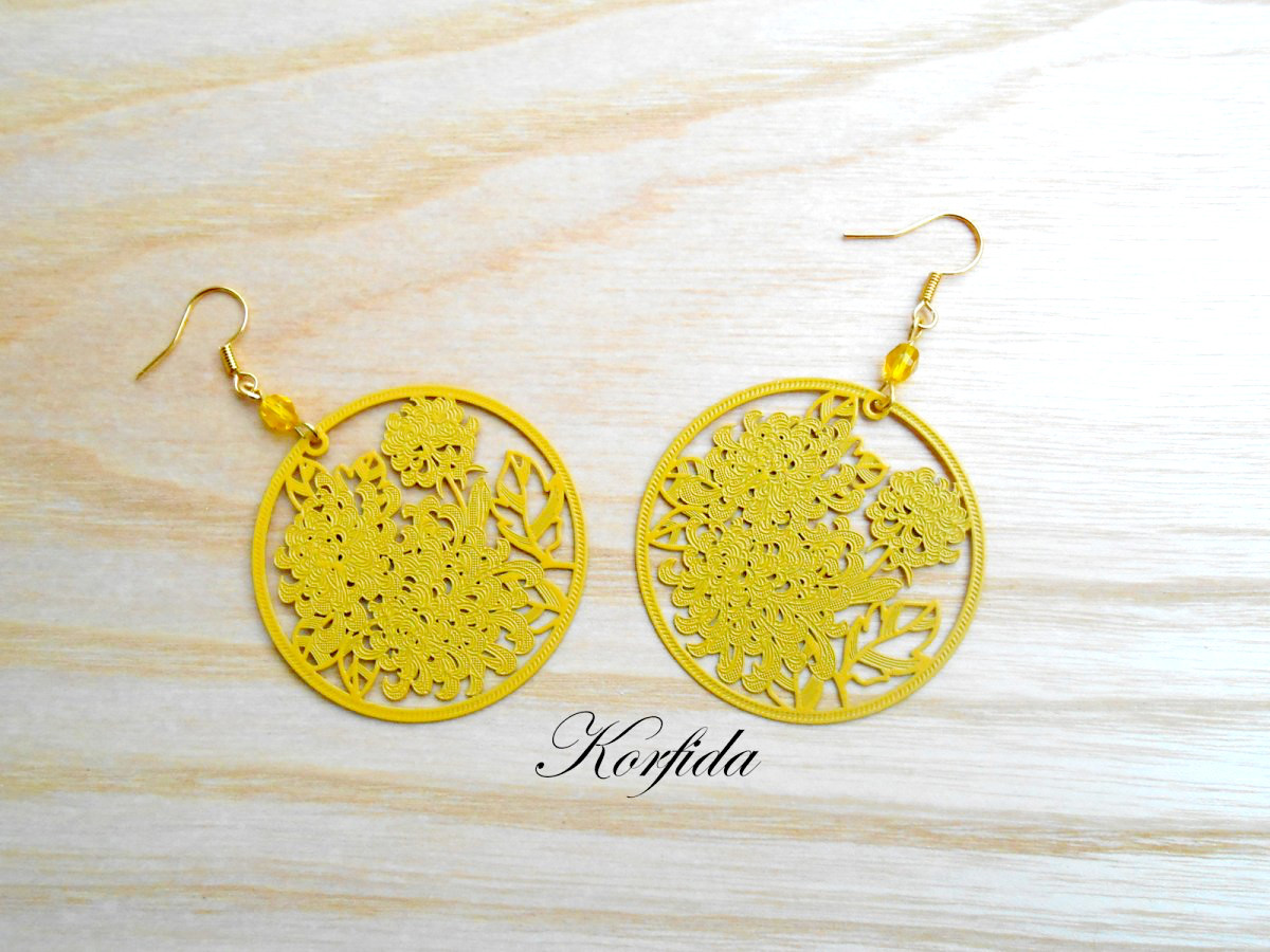 Náušnice žluté placky (303/16)