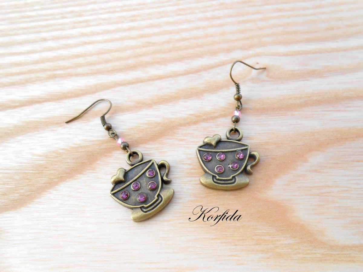 Náušnice hrníčky s kamínky (559/16)