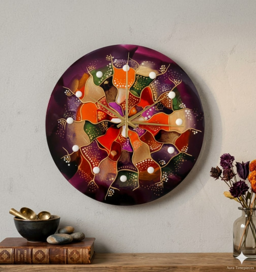 „Boho abstrakce“ – Designové skleněné hodiny