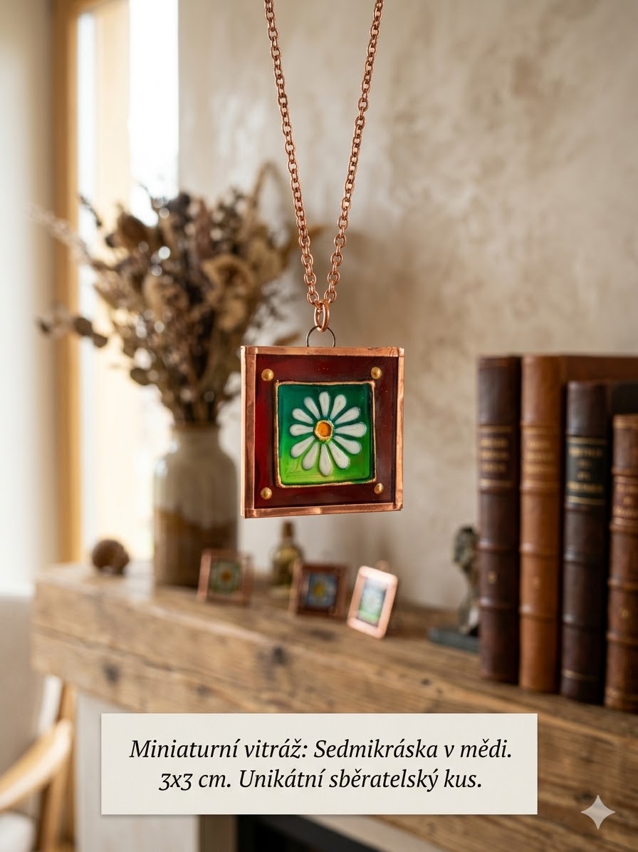 sedmikráska v červeném rámečku 3x3cm