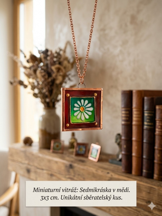 sedmikráska v červeném rámečku 3x3cm