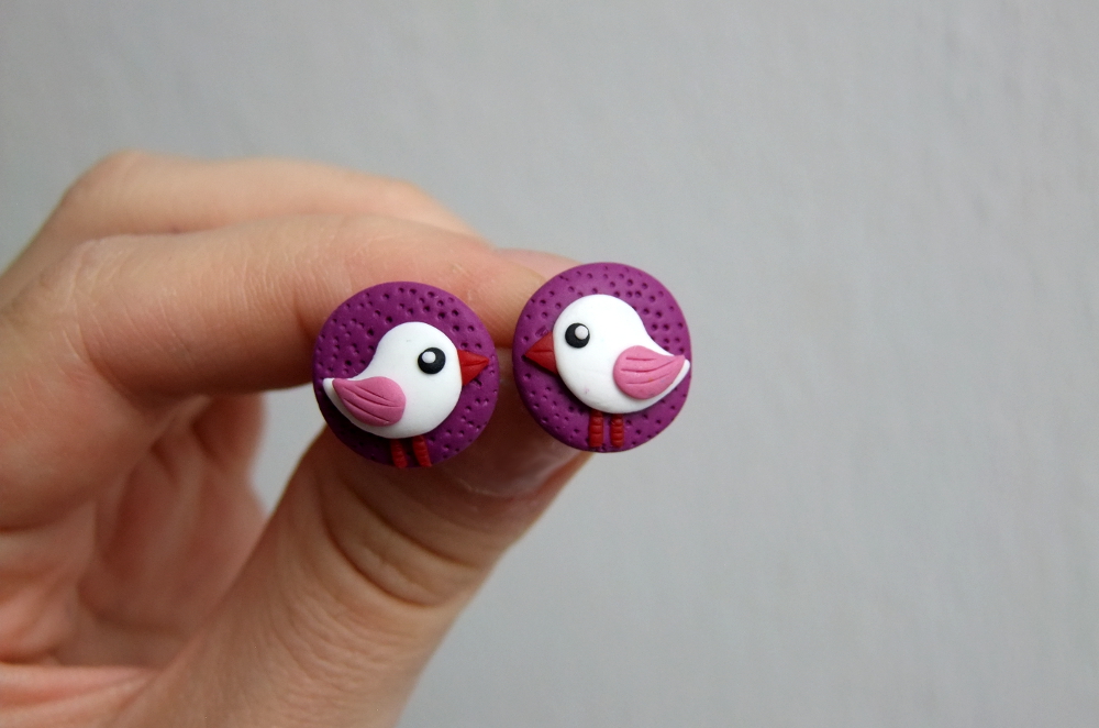 Ptáci fimo náušnice