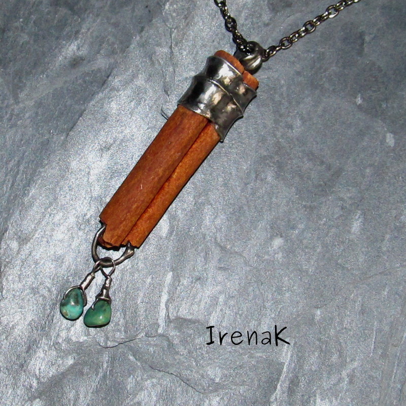 Náhrdelník - skořice a tyrkys