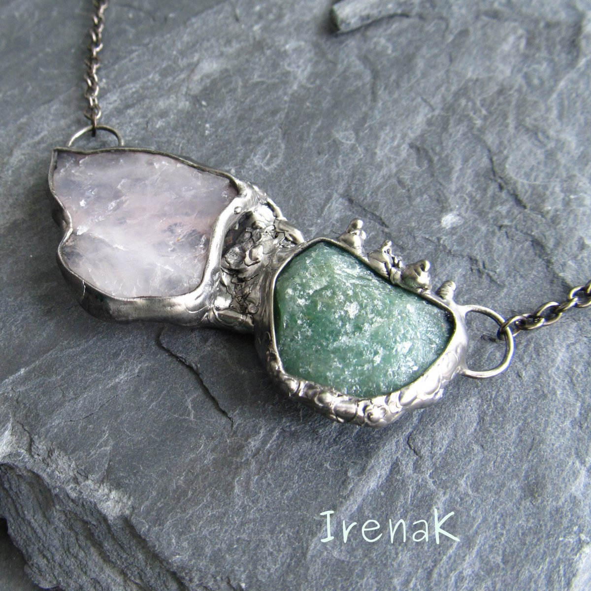 Náhrdelník ze surového avanturínu a přišťálu