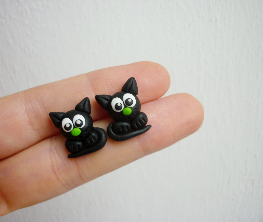 Kočky fimo náušnice