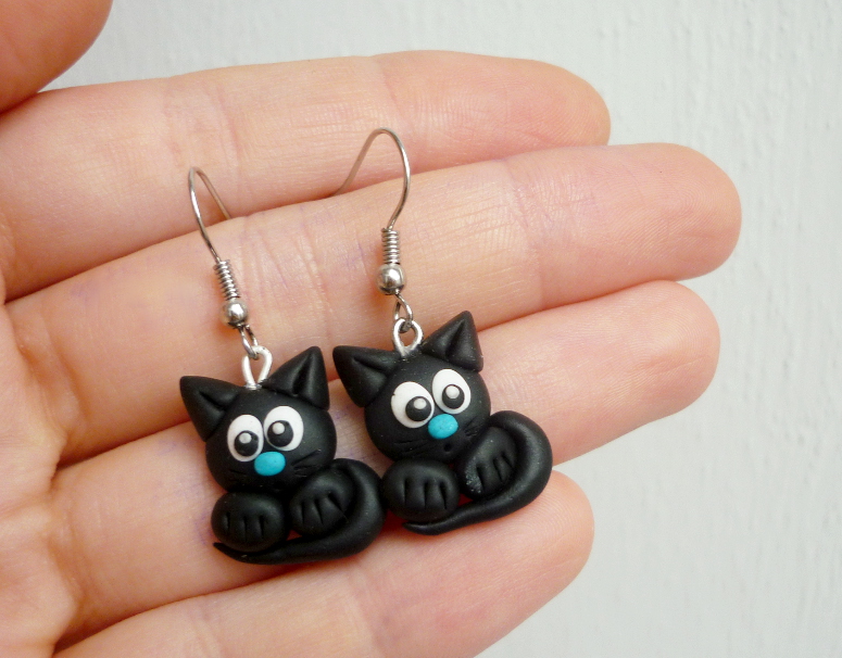 Kočky fimo náušnice
