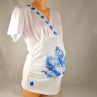Těhotenská tunika - bílá s modrými listy L/XL