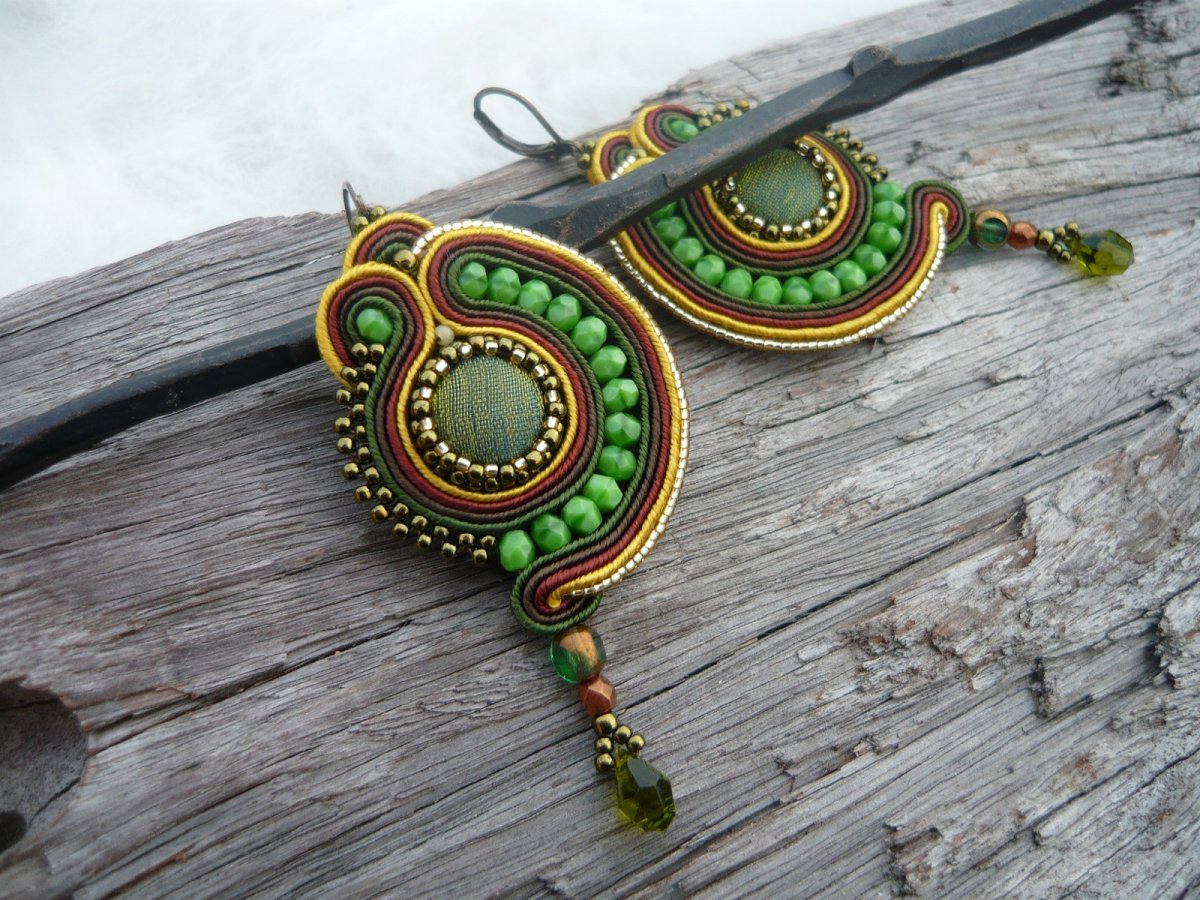 Soutache náušnice Forest Forever
