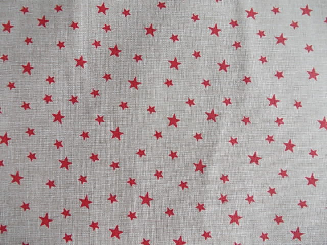 100 % BAVLNA -červené hvězdičky  na režné