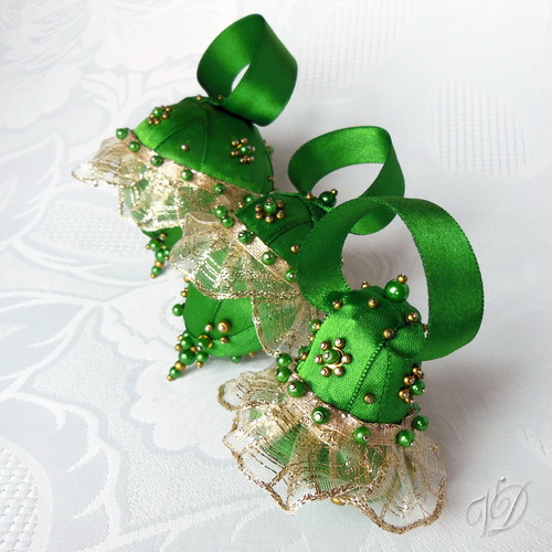 Originální vánoční ozdoba - Smaragdové polibky - sada ozdob