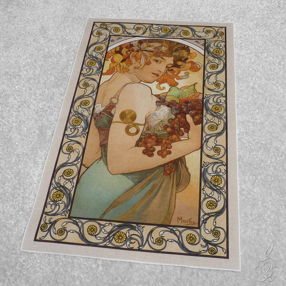 Velký bavlněný panel A.Mucha - Ovoce
