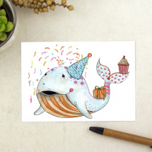 Pohlednice narozeninová s velrybou