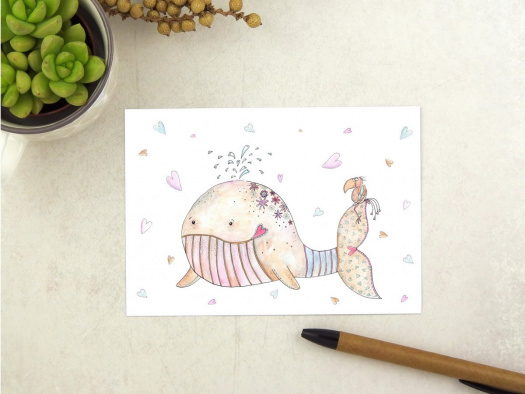 Zamilovaná velryba - pohlednice
