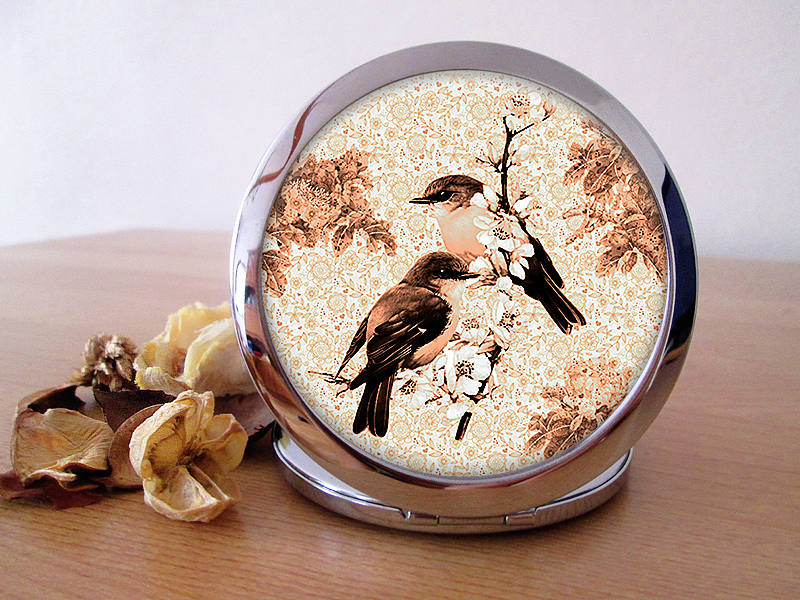 Kapesní zrcátko - Vintage Ptáčci