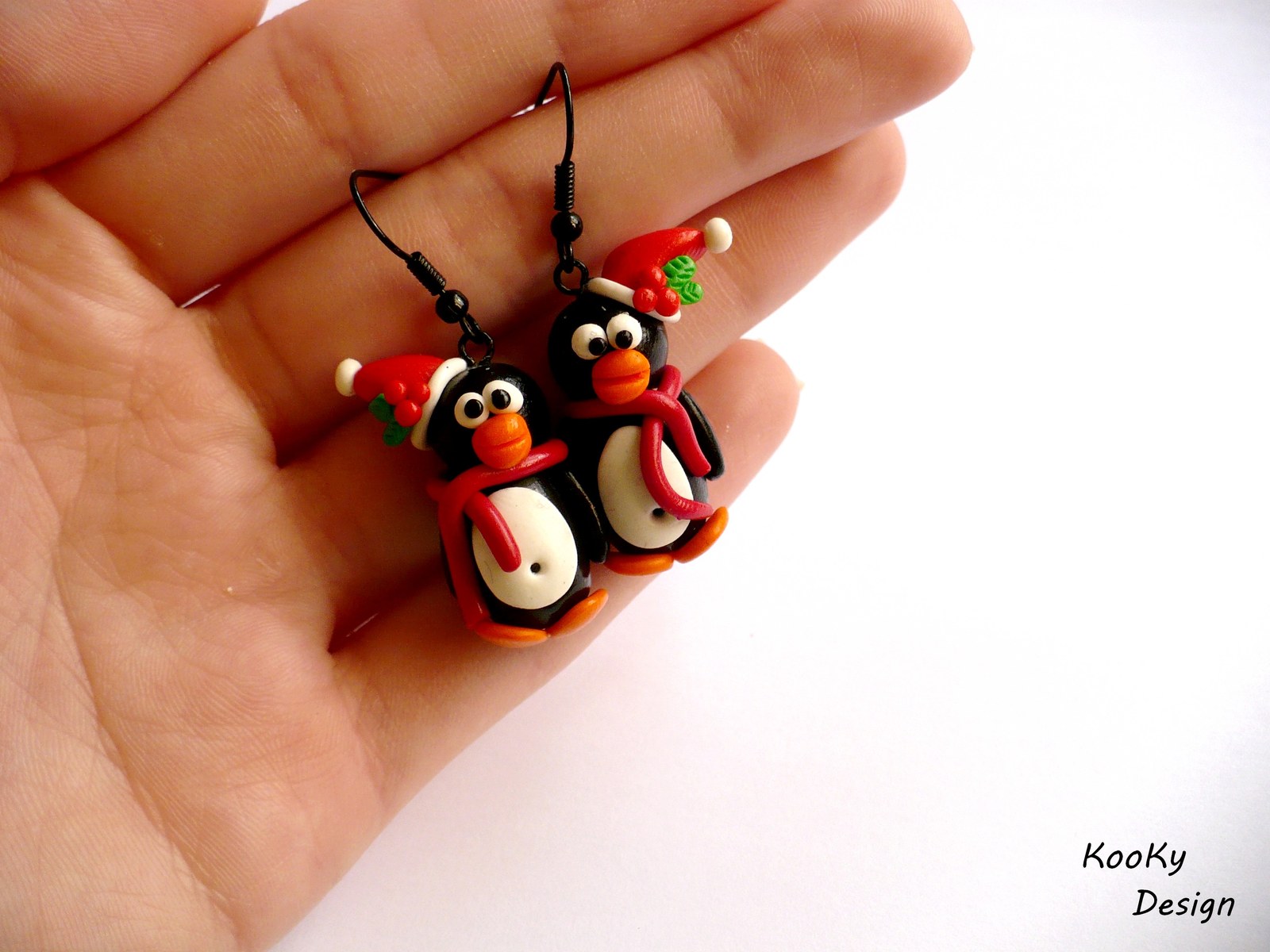 Visací náušnice - vánoční tučňáci I.