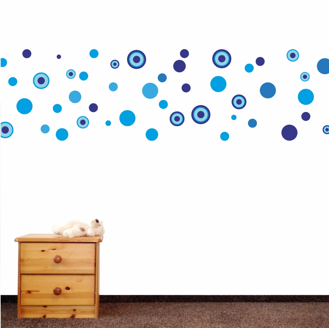 veselé puntíky - modré - samolepka