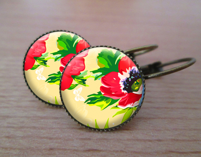 VINTAGE VISACÍ NÁUŠNICE - Vlčí mák