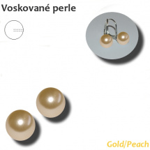 Voskované perle s 1 otvorem - 8 mm - GOLD/PEACH - 2 ks