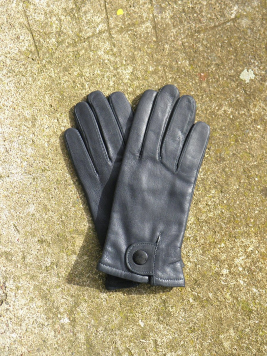 Pánské tmavě šedé kožené rukavice s vlněnou podšívkou