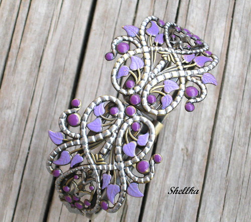 Náramek s filigránem-patinovaný-fialový