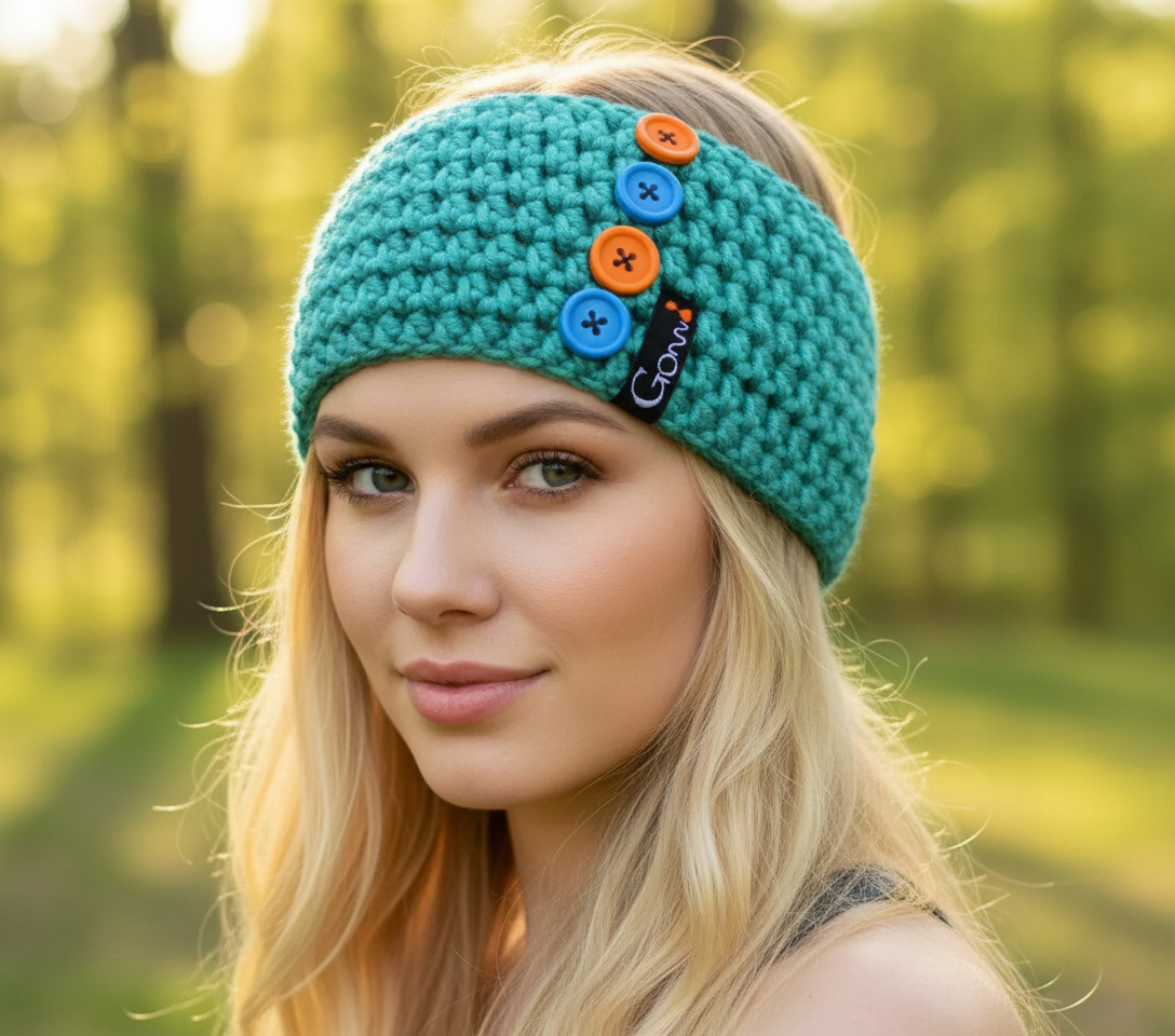 Háčkovaná čelenka s knoflíčky