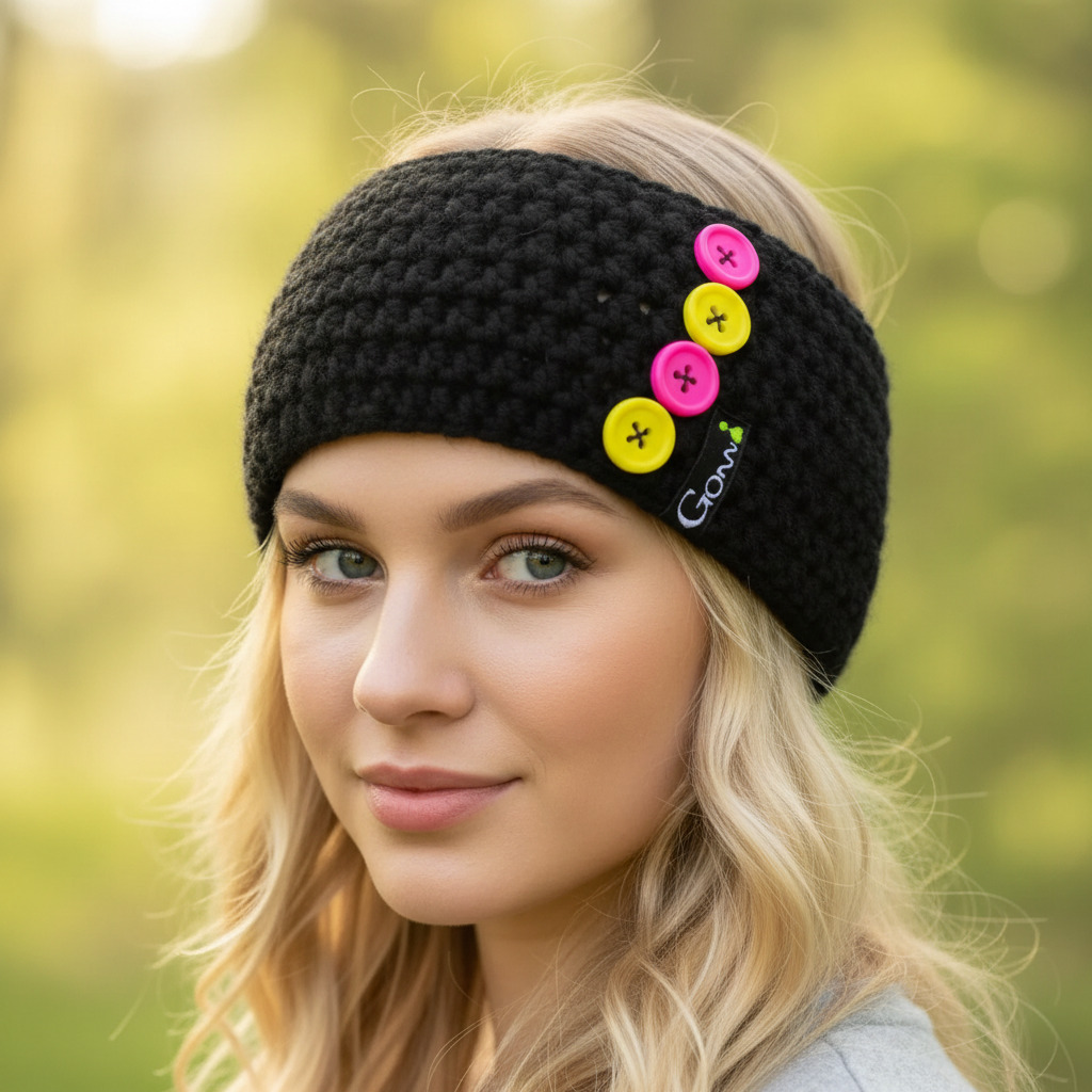 Háčkovaná čelenka s knoflíčky