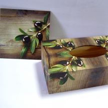Sada - krabice na kapesníky a obrázek - Olivy