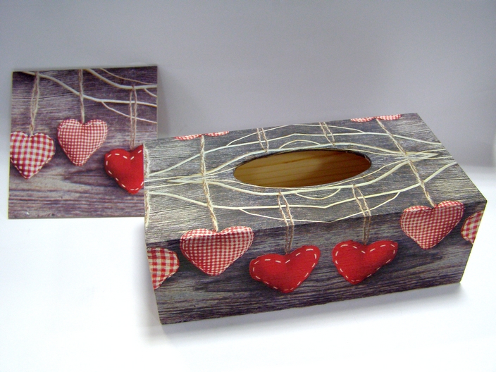 Sada - krabice na kapesníky a obrázek - Srdce1